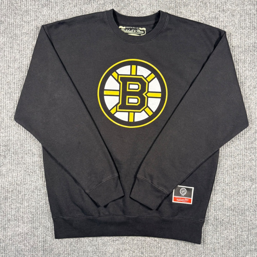 Mitchell & Ness Boston Bruins NHL Crewneck Sweatshirt Black Mens Large - Picture 2 of 8